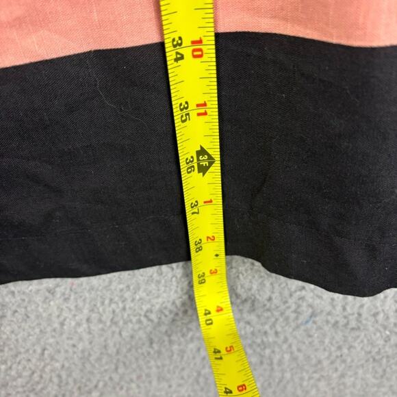 Liz Claiborne Linen Dress Sz 4 Old Money Career Natural Stripe Colorblock Sheath - Picture 8 of 12